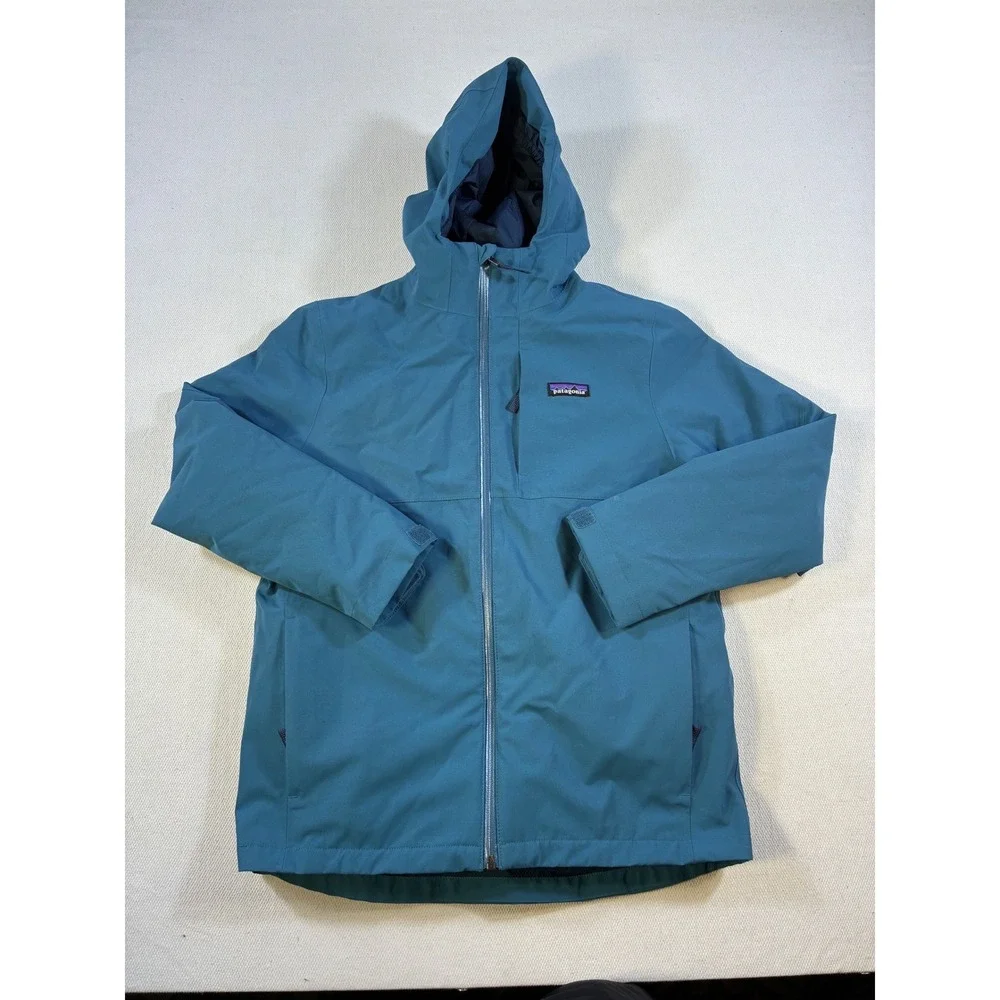 Patagonia Kids H2No Insulated Fleece Lined Waterproof Parka Jacket Blue Large 12